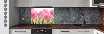 Cooker splashback Pink tulips