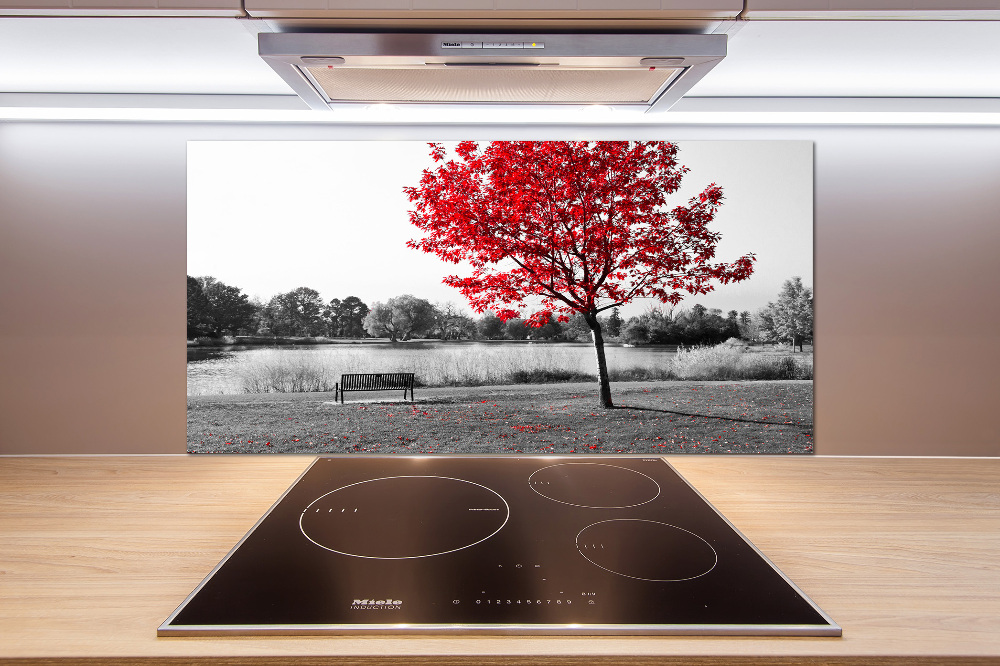 Cooker splashback Red tree