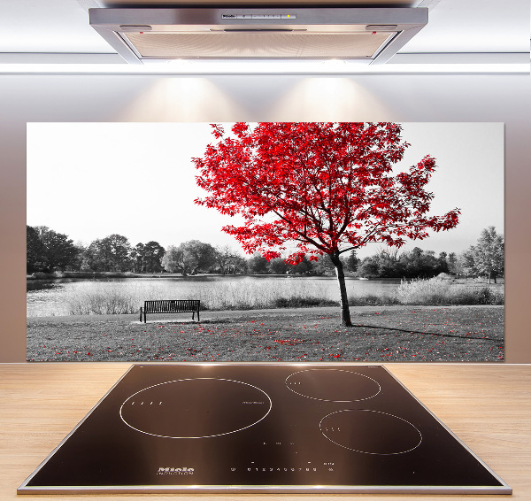 Cooker splashback Red tree