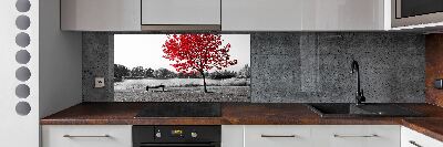 Cooker splashback Red tree