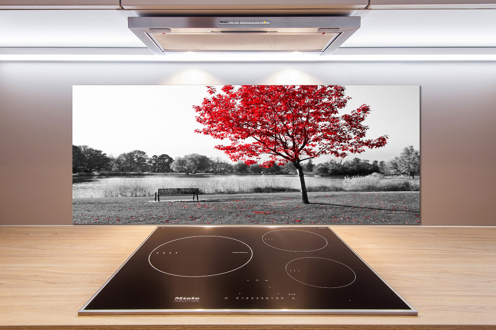 Cooker splashback Red tree