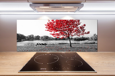 Cooker splashback Red tree