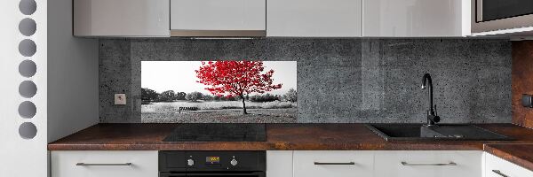 Cooker splashback Red tree