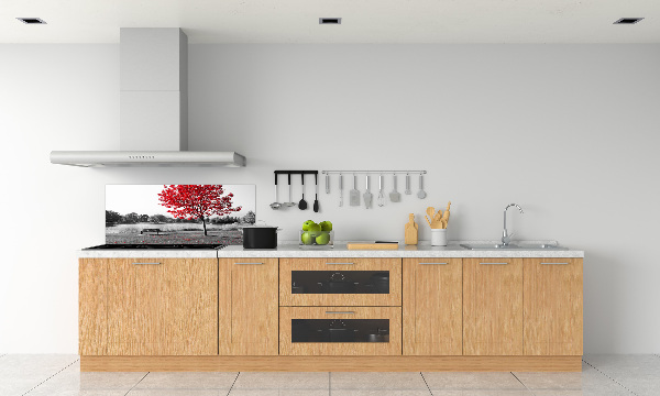 Cooker splashback Red tree