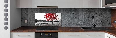 Cooker splashback Red tree