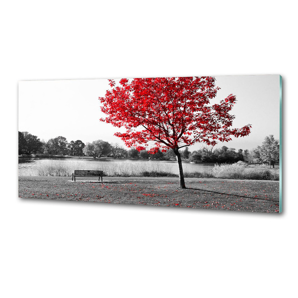 Cooker splashback Red tree