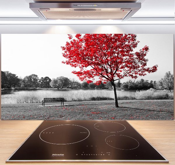 Cooker splashback Red tree