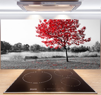 Cooker splashback Red tree