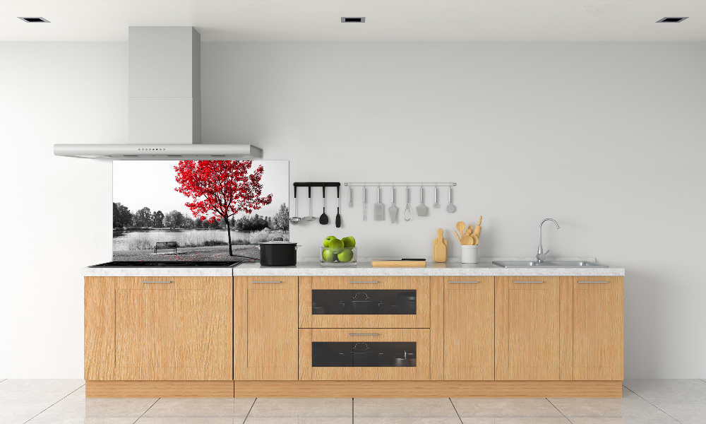 Cooker splashback Red tree