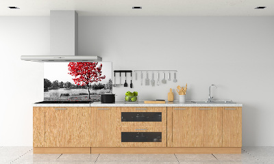 Cooker splashback Red tree