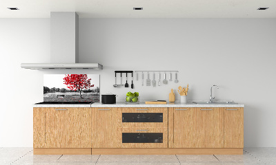 Cooker splashback Red tree