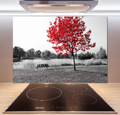 Cooker splashback Red tree