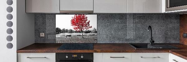 Cooker splashback Red tree