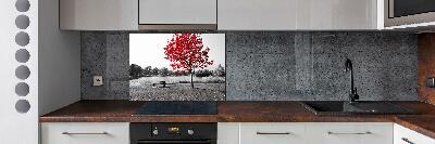 Cooker splashback Red tree