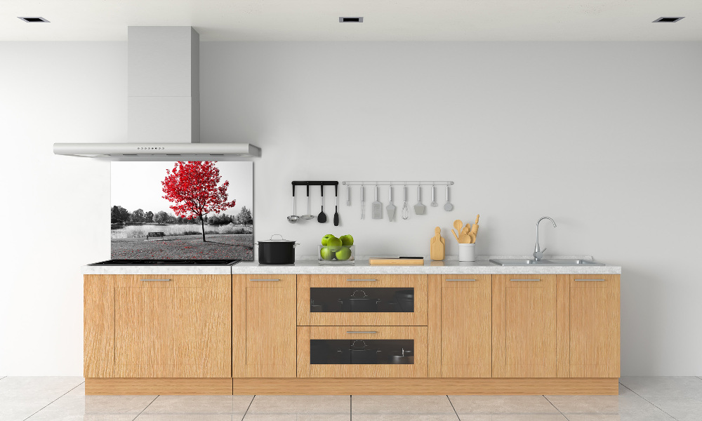 Cooker splashback Red tree