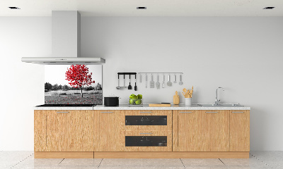 Cooker splashback Red tree