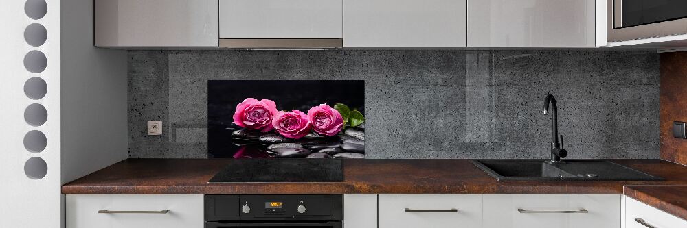 Cooker splashback Pink roses