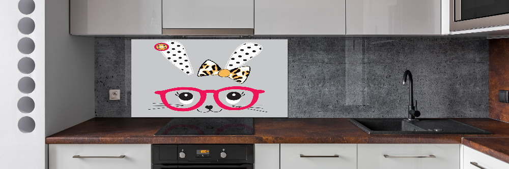 Kitchen splashback Rabbit with glasses