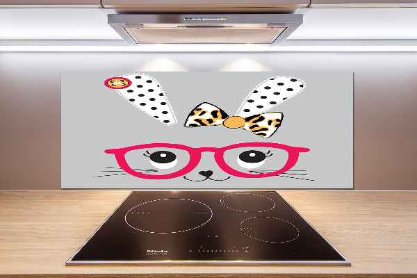 Kitchen splashback Rabbit with glasses