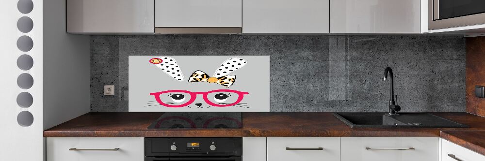 Kitchen splashback Rabbit with glasses