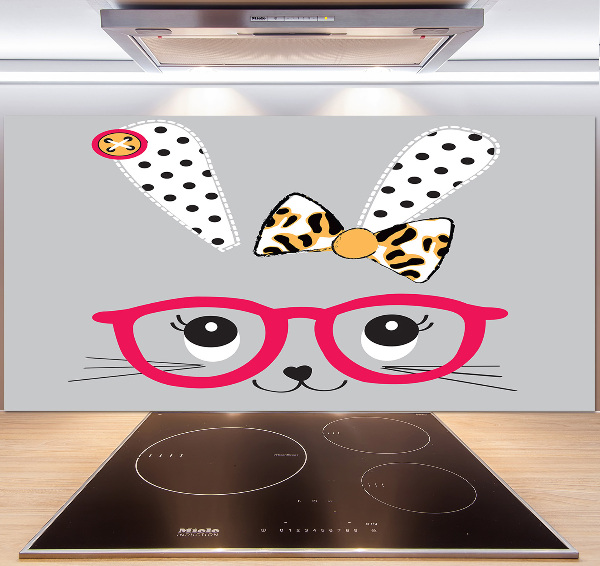 Kitchen splashback Rabbit with glasses