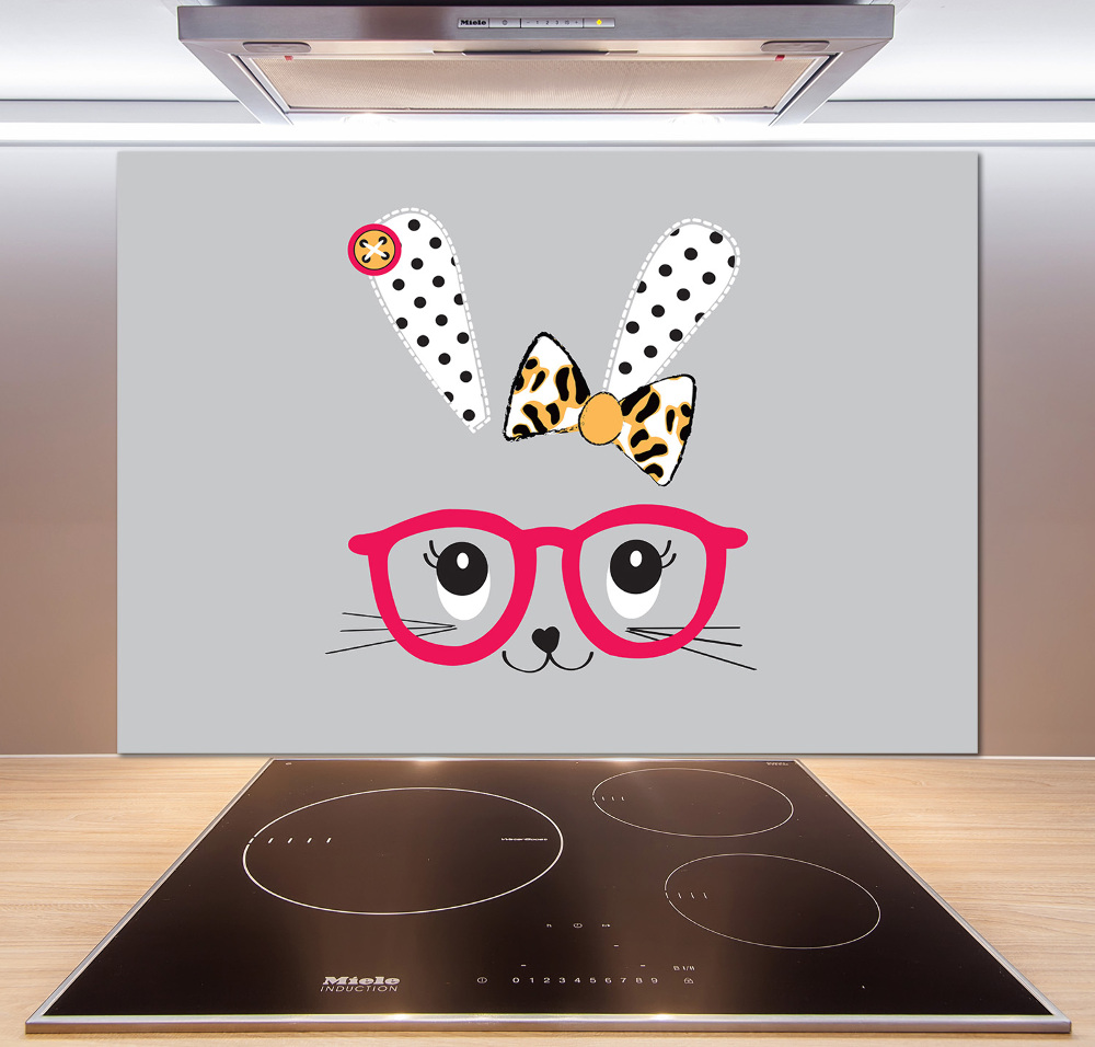 Kitchen splashback Rabbit with glasses