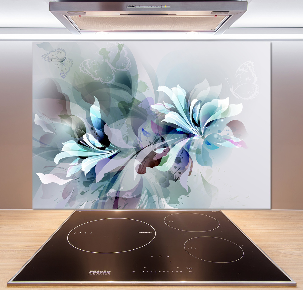 Kitchen wall panels Abstraction flowers