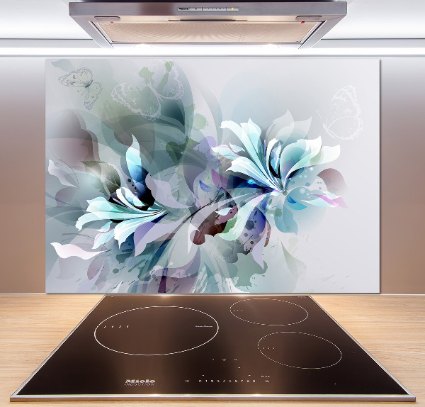 Kitchen wall panels Abstraction flowers