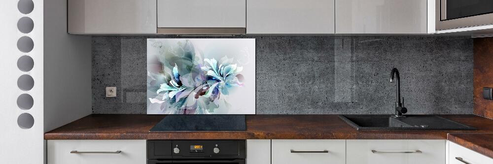 Kitchen wall panels Abstraction flowers