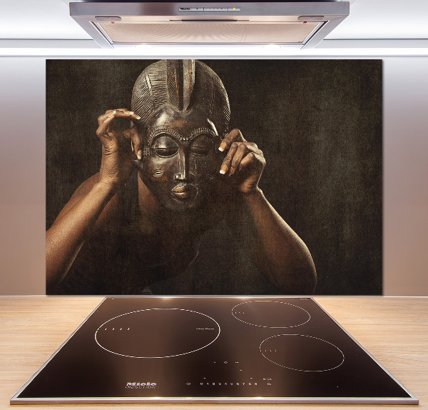 Cooker splashback African mask