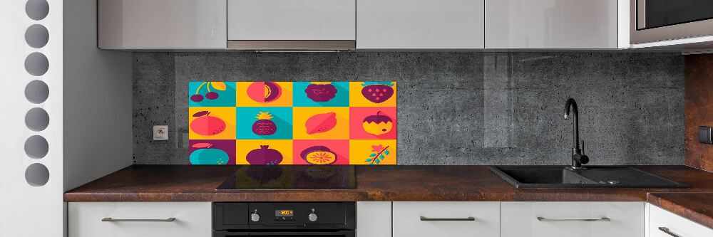 Kitchen wall panels Fruit icons