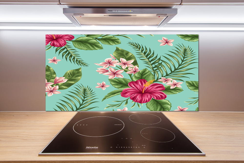 Cooker splashback Hawaiian flowers