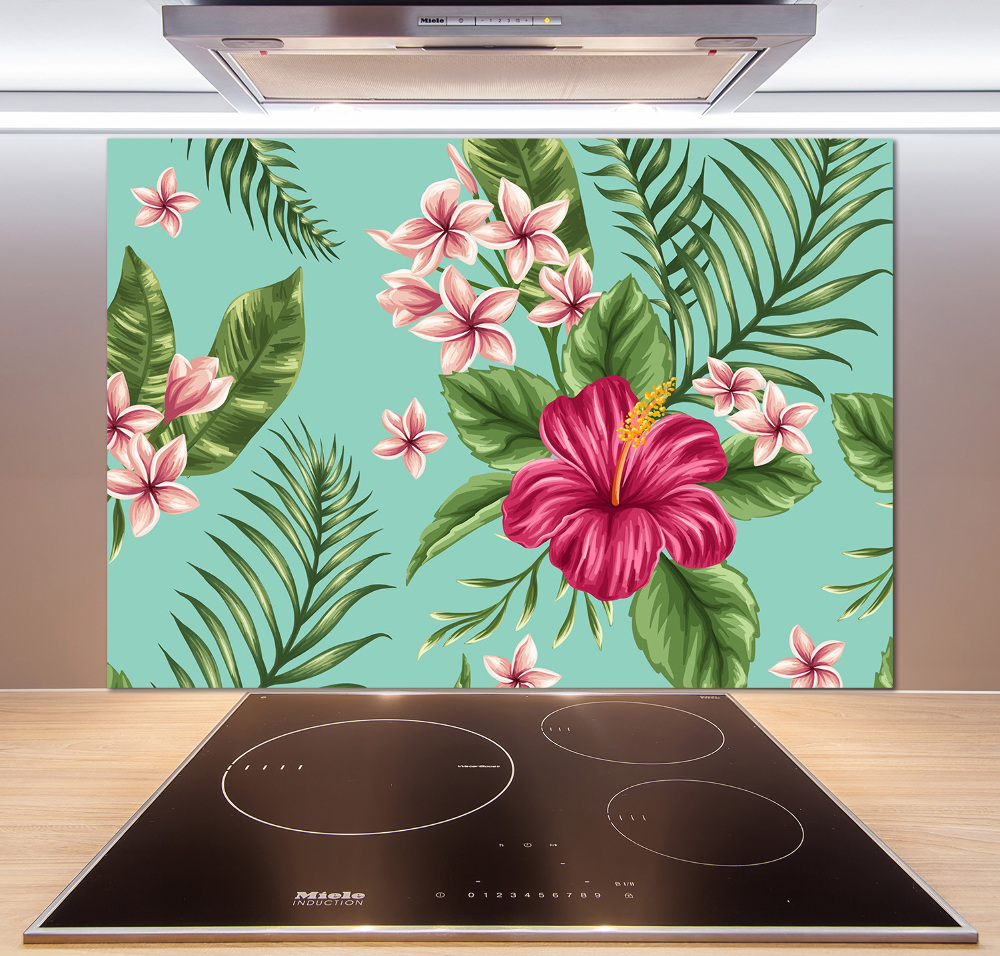 Cooker splashback Hawaiian flowers