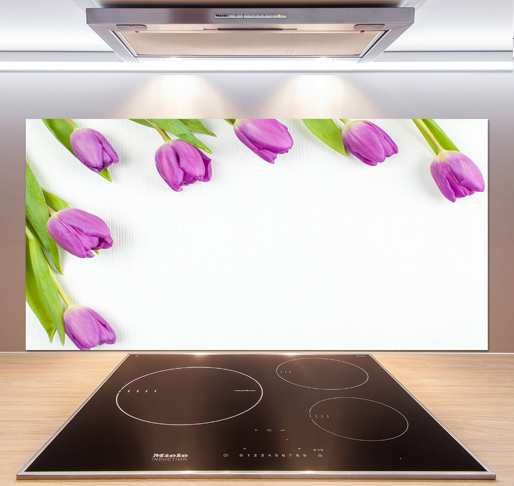 Kitchen splashback Violet tulips