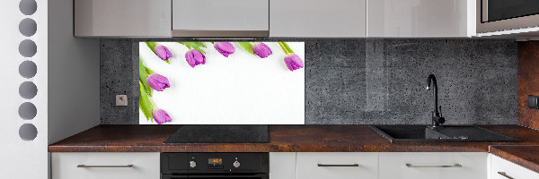 Kitchen splashback Violet tulips