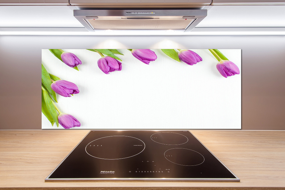 Kitchen splashback Violet tulips