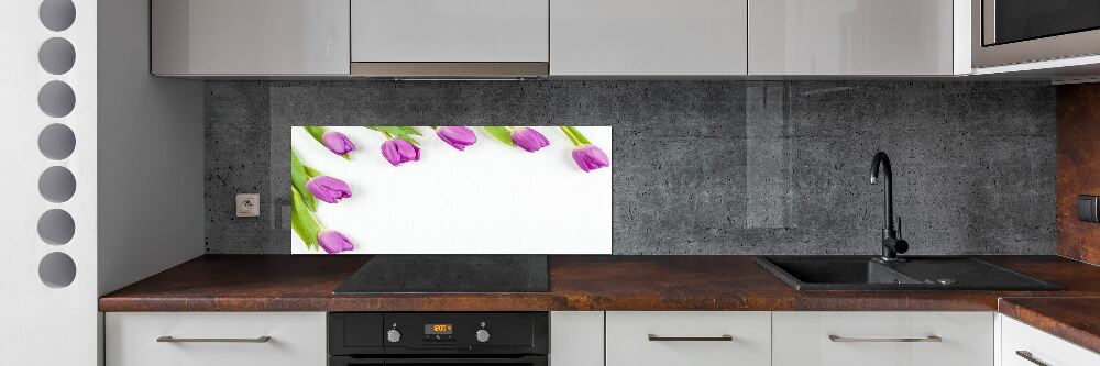 Kitchen splashback Violet tulips