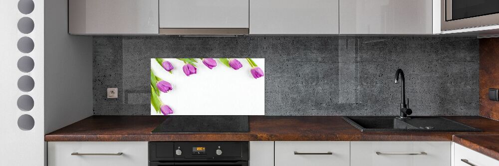 Kitchen splashback Violet tulips