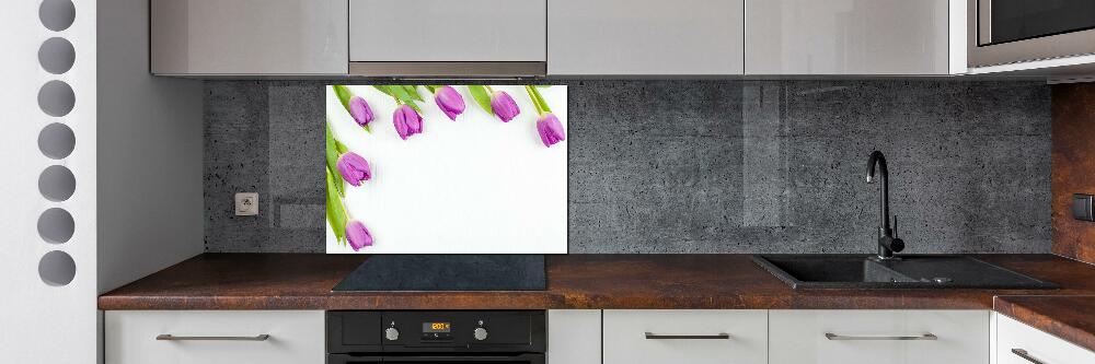 Kitchen splashback Violet tulips