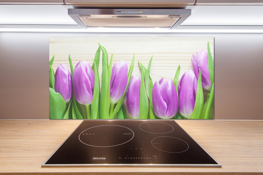 Kitchen splashback Violet tulips