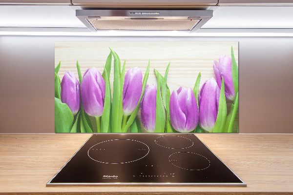 Kitchen splashback Violet tulips