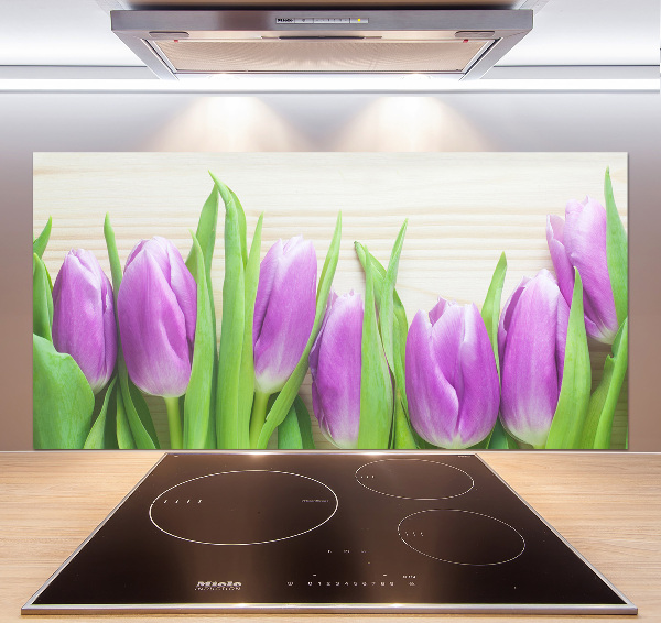 Kitchen splashback Violet tulips