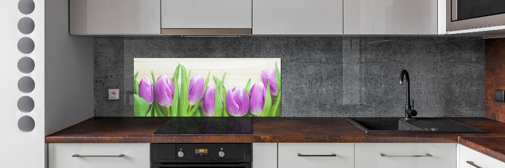 Kitchen splashback Violet tulips