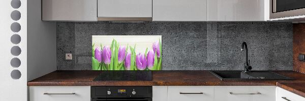 Kitchen splashback Violet tulips