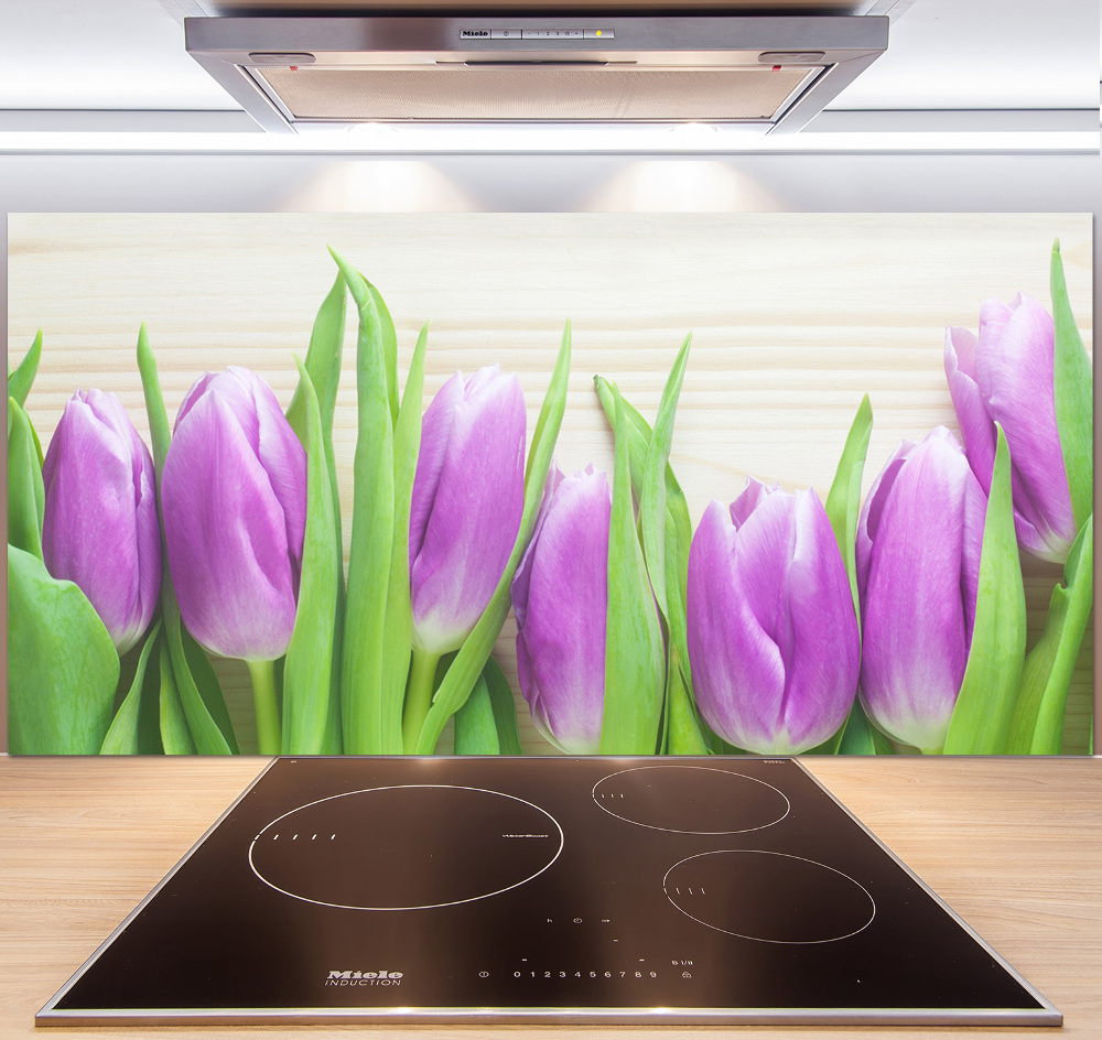 Kitchen splashback Violet tulips