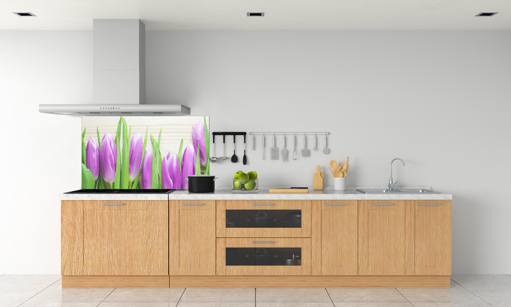 Kitchen splashback Violet tulips