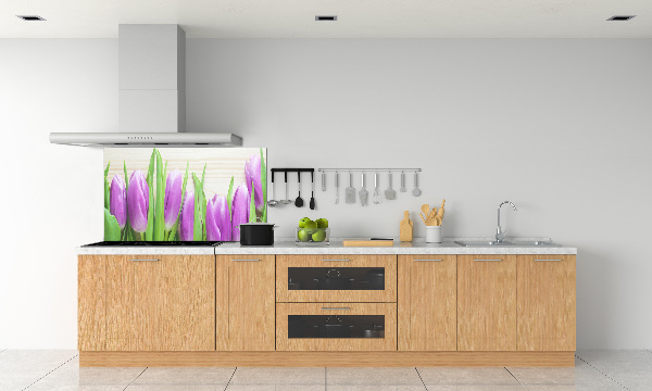 Kitchen splashback Violet tulips