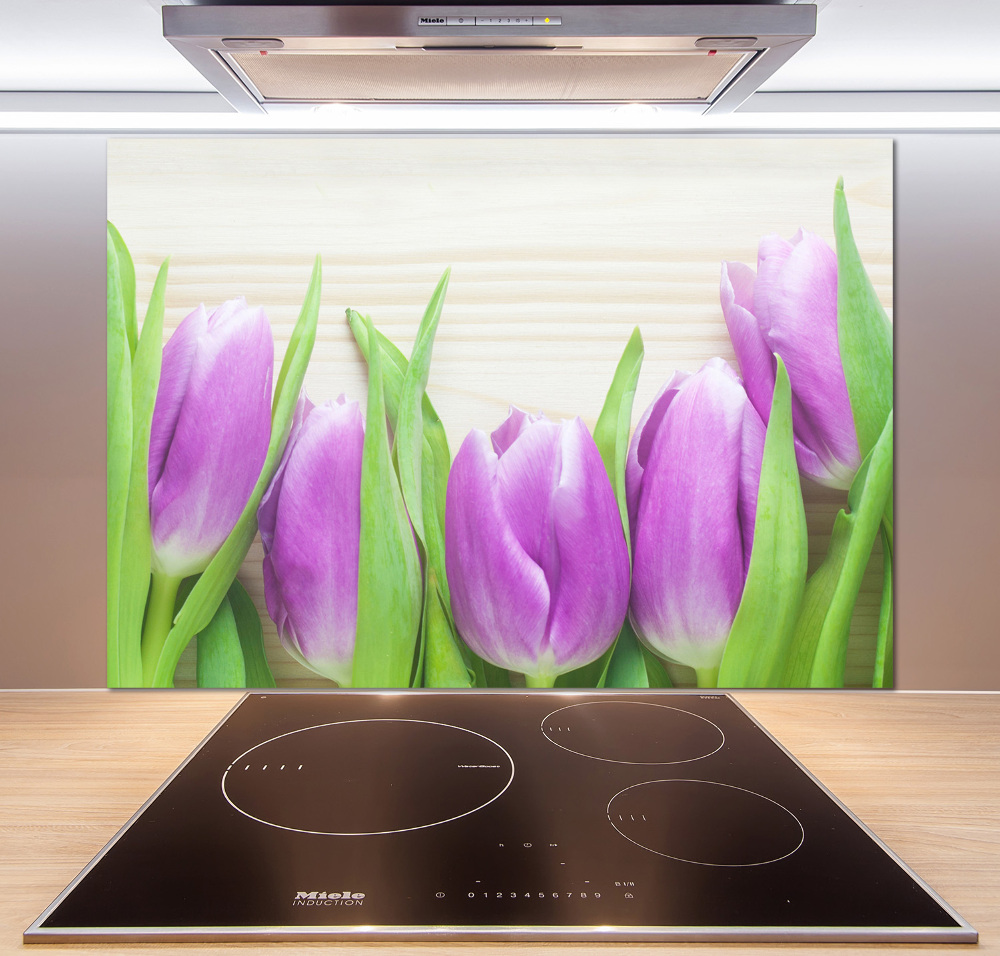 Kitchen splashback Violet tulips