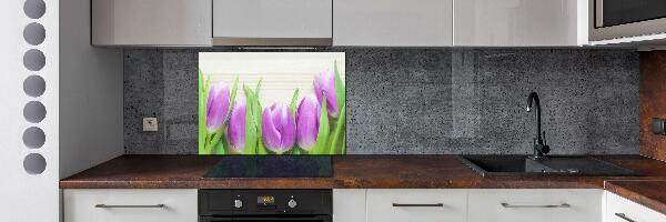 Kitchen splashback Violet tulips