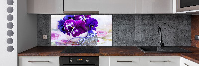 Kitchen splashback Purple pansies